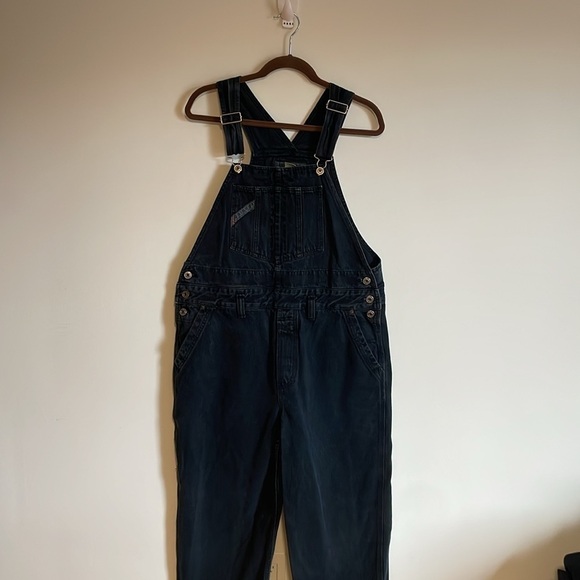 VTG Y2K Union Bay Denim Overalls Large Black Faded 90s 00s Jumper Cottagecore - Picture 2 of 16